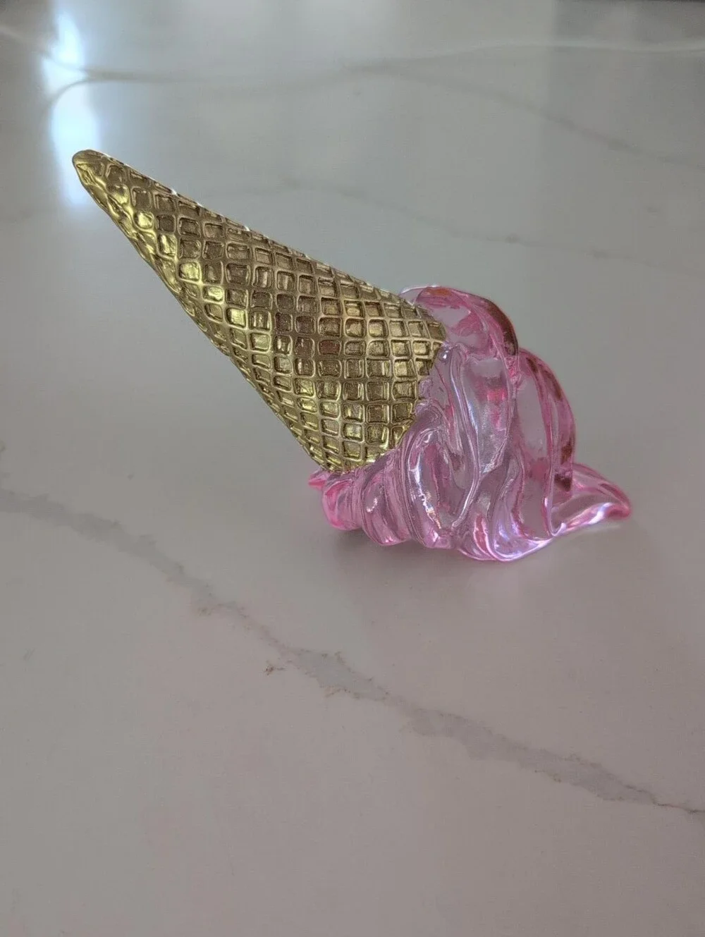Gold Cone Pink Melted Ice Cream Party Prop